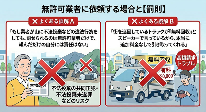 無許可業者に依頼する場合と【罰則】