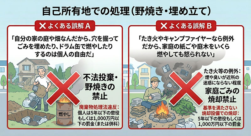自己所有地での処理（野焼き・埋め立て）